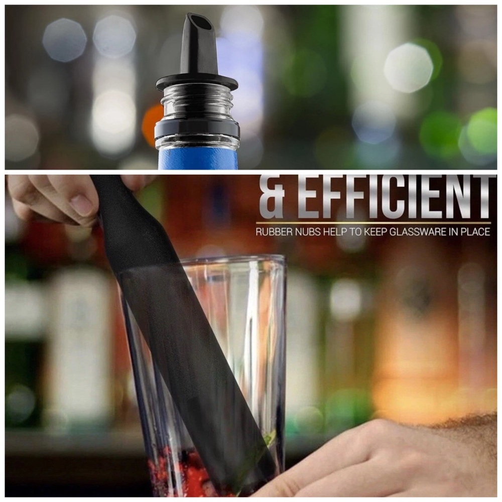 Cocktail Tool Muddler 12 Inches Plus 4 Flow Pourers for Holidays